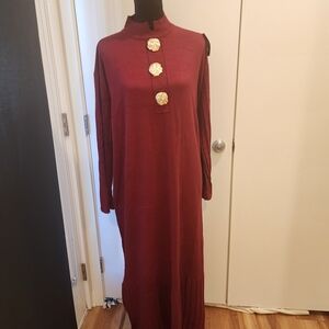 Elegant Burgundy Dress with Gold Accents